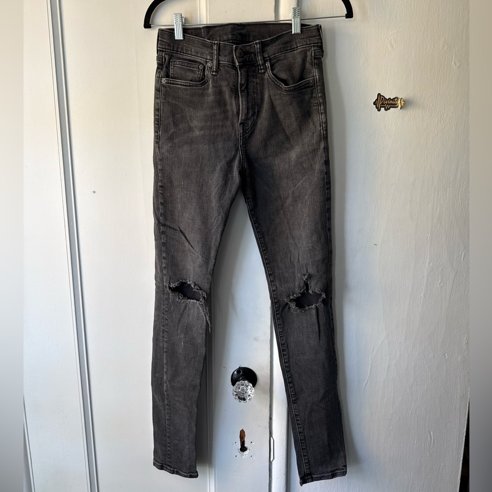 Men's Distressed Charcoal Skinny Jeans